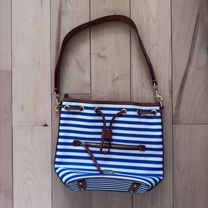 Dooney & Bourke Blue and White Striped Shoulder Bag